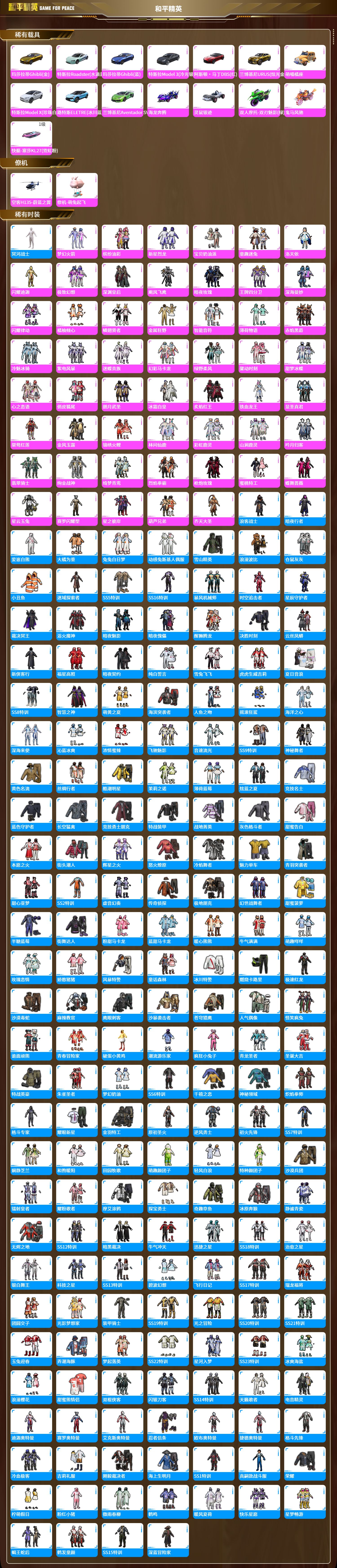 安V【人脸可改】木乃伊 -53粉装-20特效枪-15载具-热力值-10印记-263套装-251枪皮
【15载具】玛莎拉蒂Ghibli(金) 特斯拉Roadster(水滴蓝) 玛莎拉蒂Ghi