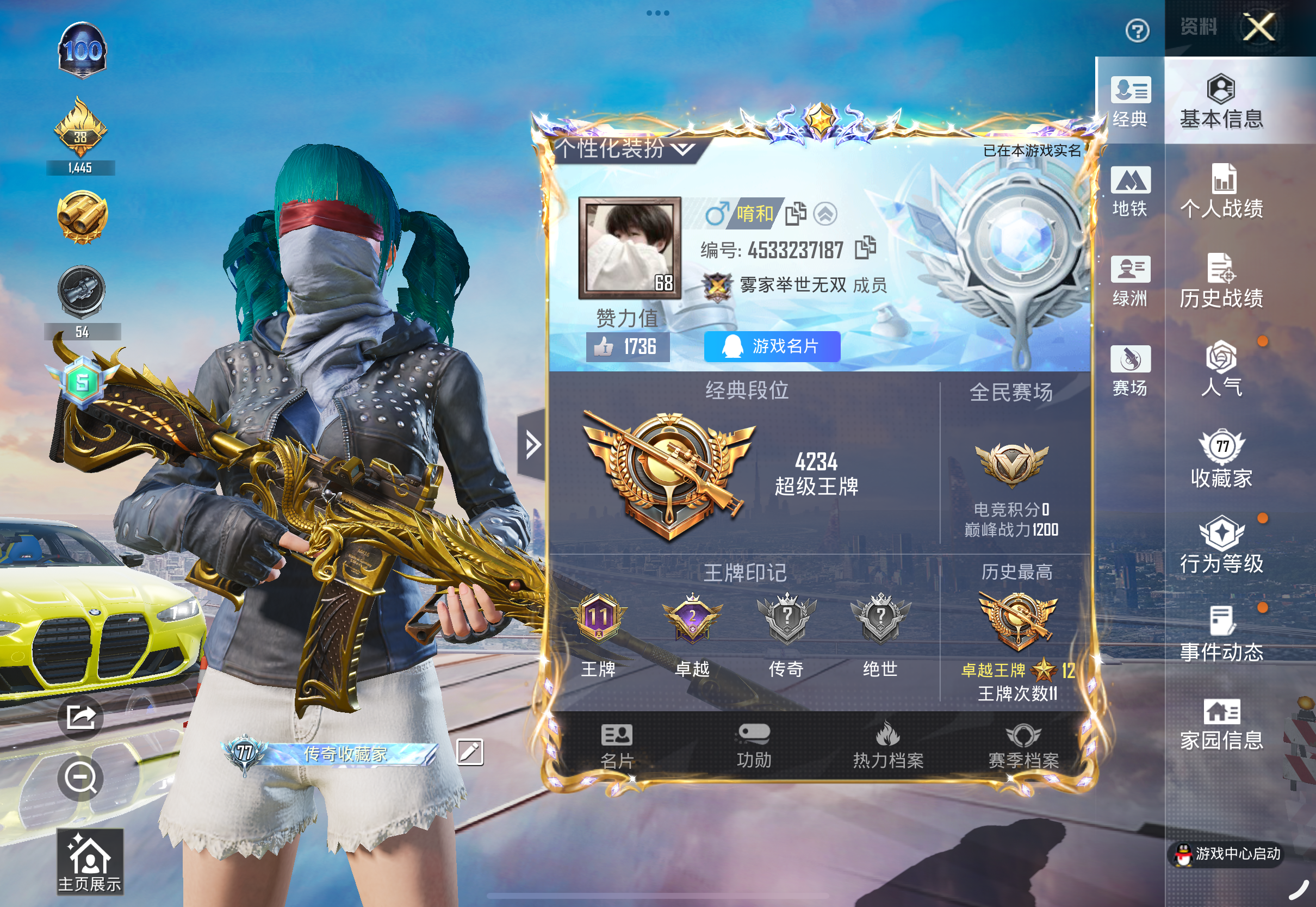 和平精英账号苹果QQ1载具-202套装-301枪皮-HR477 成长可改 苹果手Q-11王牌印记-7粉装-10特效枪-1