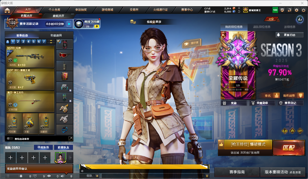 穿越火线账号北部战区河北一区【FC-2X17FD】【四防艾莉莎/四防王者春/幻神+宠儿+白鲨+电竞之星/星神+漫游/荣耀世冠套*