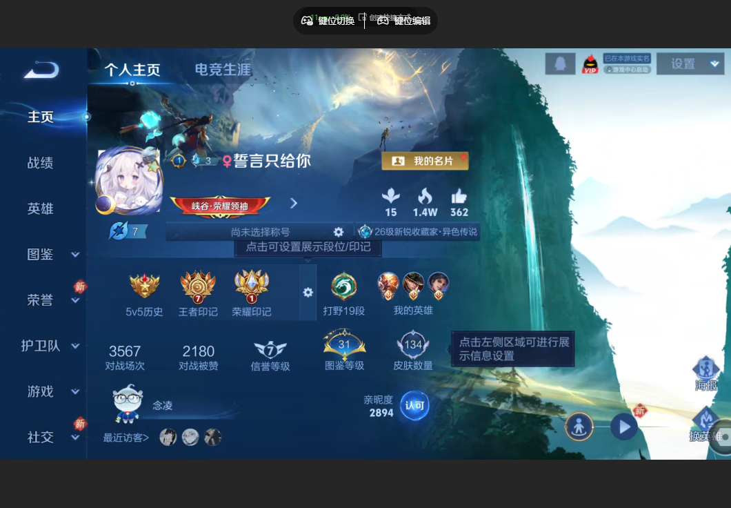 王者荣耀账号安卓QQ荣耀印记【李逍遥 6传说 荣耀印记 降魔 脚在路下天幕 夺宝214抽】安卓QQ/永恒钻石/134皮肤