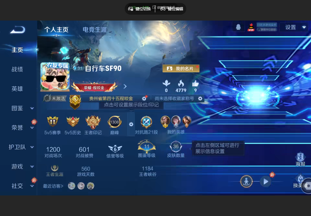 王者荣耀账号苹果QQ【全息碎影 地狱之眼金标程咬金/历史战力7000 荣耀印记】苹果QQ/V1/至尊星耀/36皮肤/69