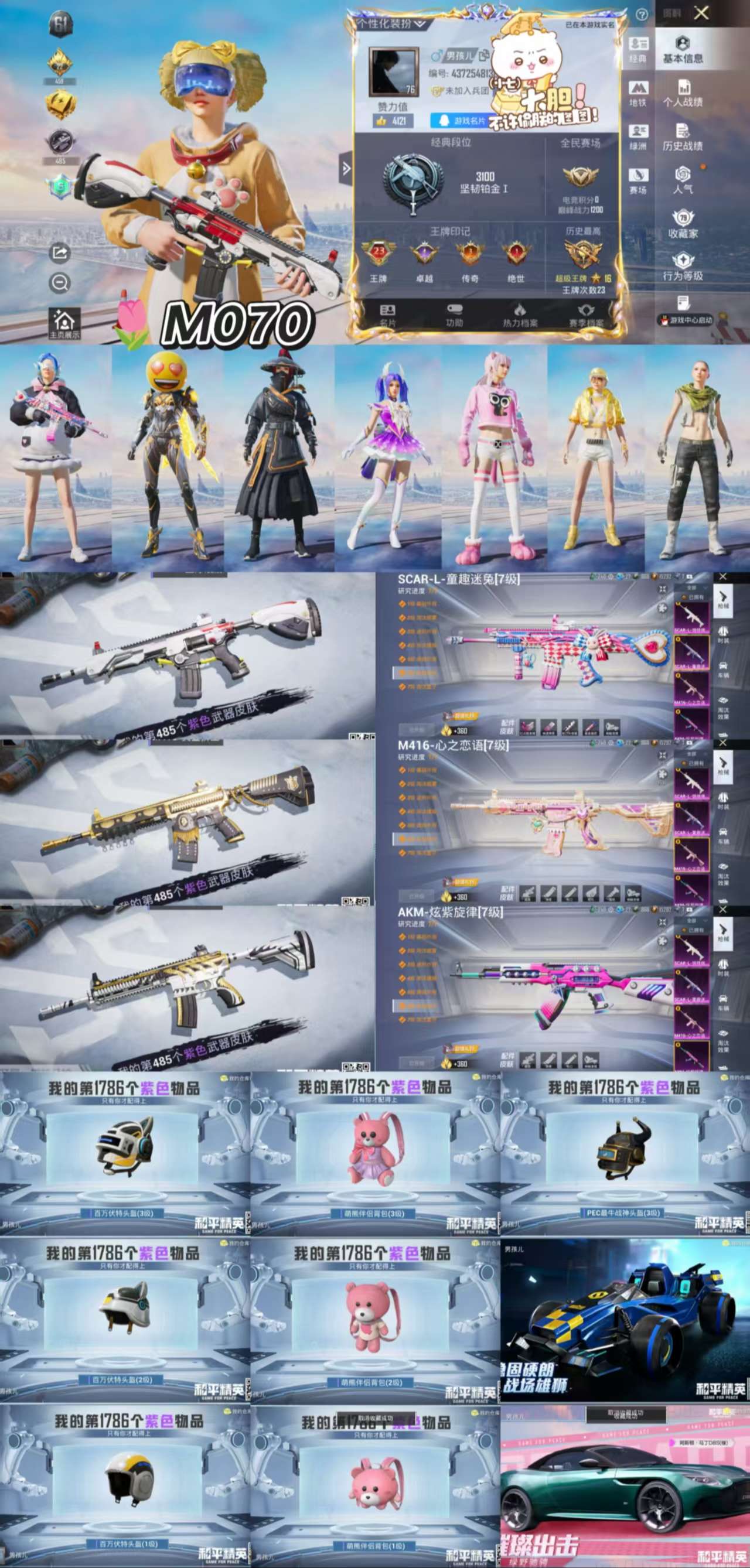 和平精英账号苹果QQ2载具-10套装-5枪皮-编码：M070🌷 苹果qq💰4200
🆔：男孩儿
79级收藏家 
1