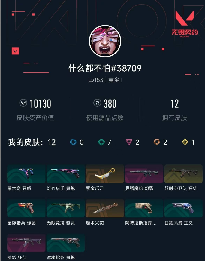 无畏契约账号QQ什么都不怕奇幻朋克//3.0 礼包（魔术火花） 超时空卫队 礼包（超时空卫队狂徒） 紫阙金琅//2.0（紫金爪刀） 掠影 礼包（掠影狂徒） 回火礼包：掠影 礼包（掠影狂徒） 异鳞魔蛇 礼包（异鳞魔蛇幻