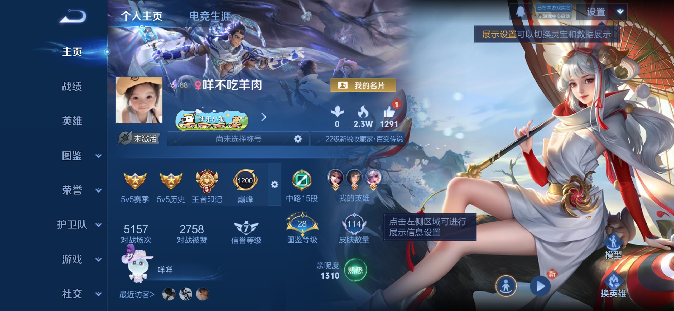 王者荣耀账号苹果QQ110英雄-115皮肤-苹果QQ/可二次/精萌女号/至尊星耀/115皮肤/110英雄/8传说/36史