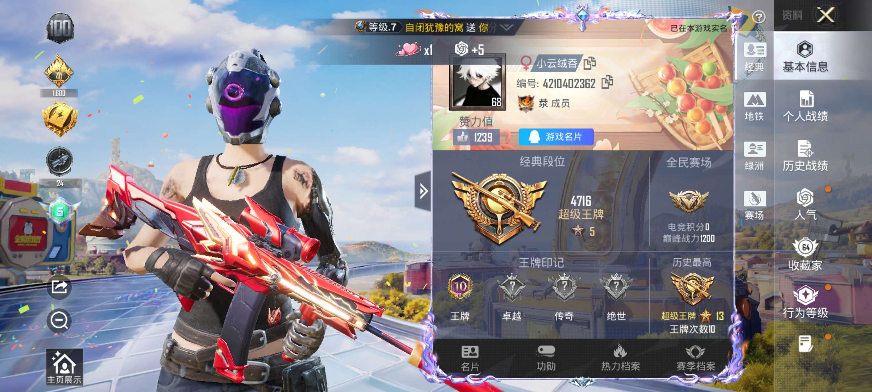 HPCMW4189989和平精英账号详情图1