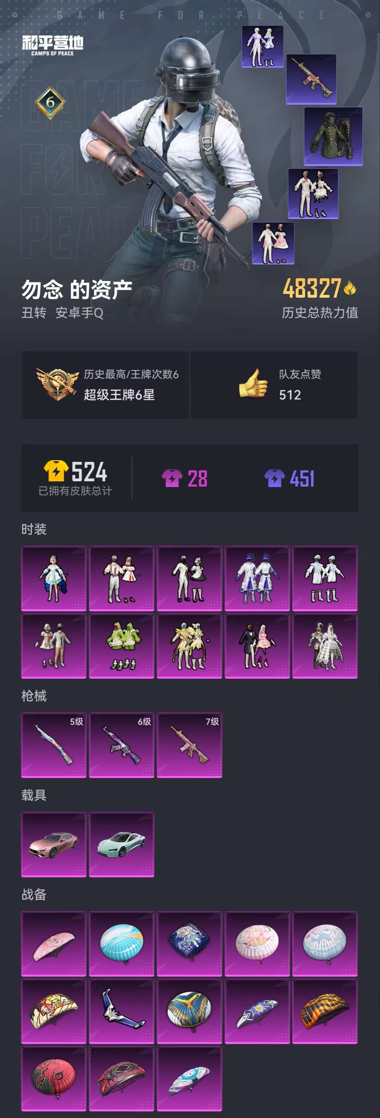 和平精英账号安卓QQ秒换绑【可二次 粉玛莎 10粉 3特效枪 2车】安卓手Q-6王牌印记-10粉装-3特效枪-2载具-4