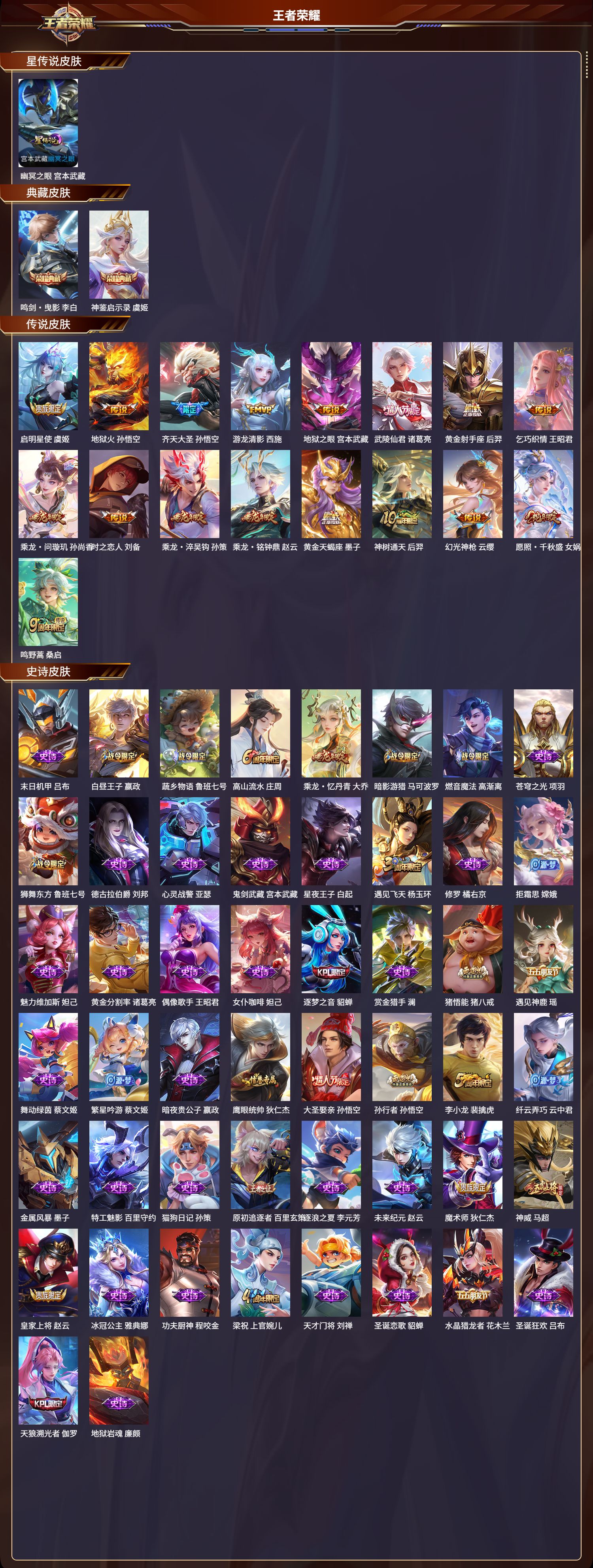 WZMK3335798王者荣耀账号详情图2 WZMK3335798王者荣耀账号详情图2