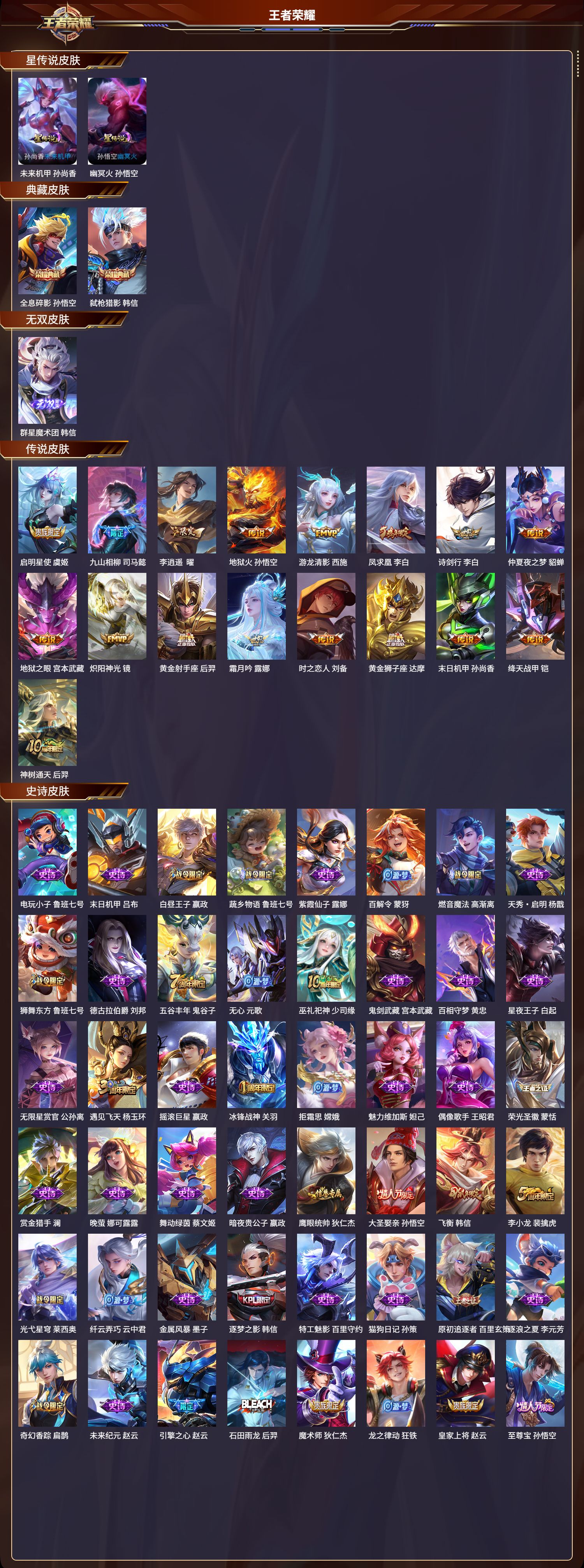 WZMK3335797王者荣耀账号详情图2 WZMK3335797王者荣耀账号详情图2