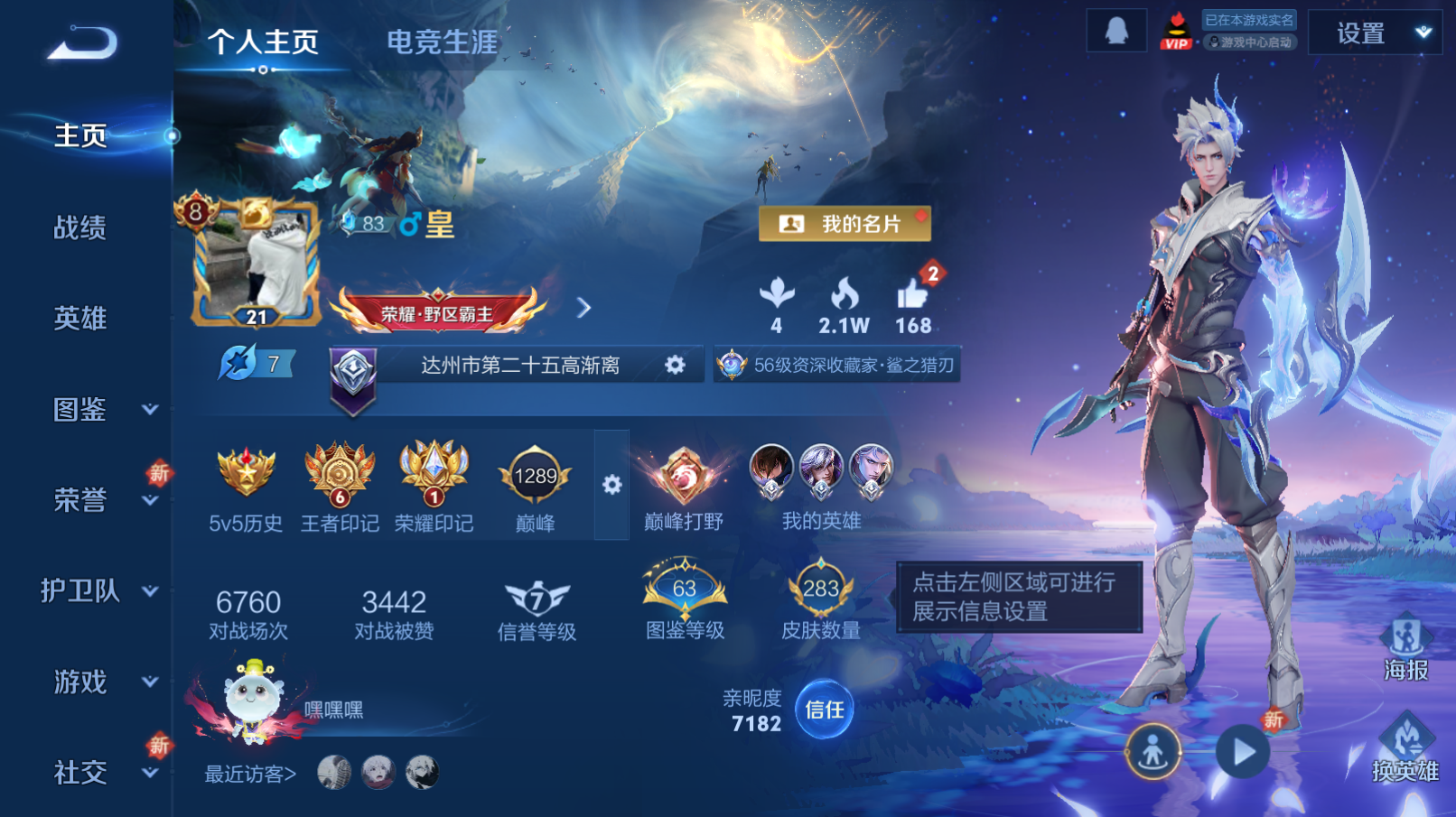 王者荣耀账号苹果QQ战士号【V8 21传说 韩信典藏 荣耀印记 22皮肤按键】苹果QQ/V8/非凡王者/283皮肤/12