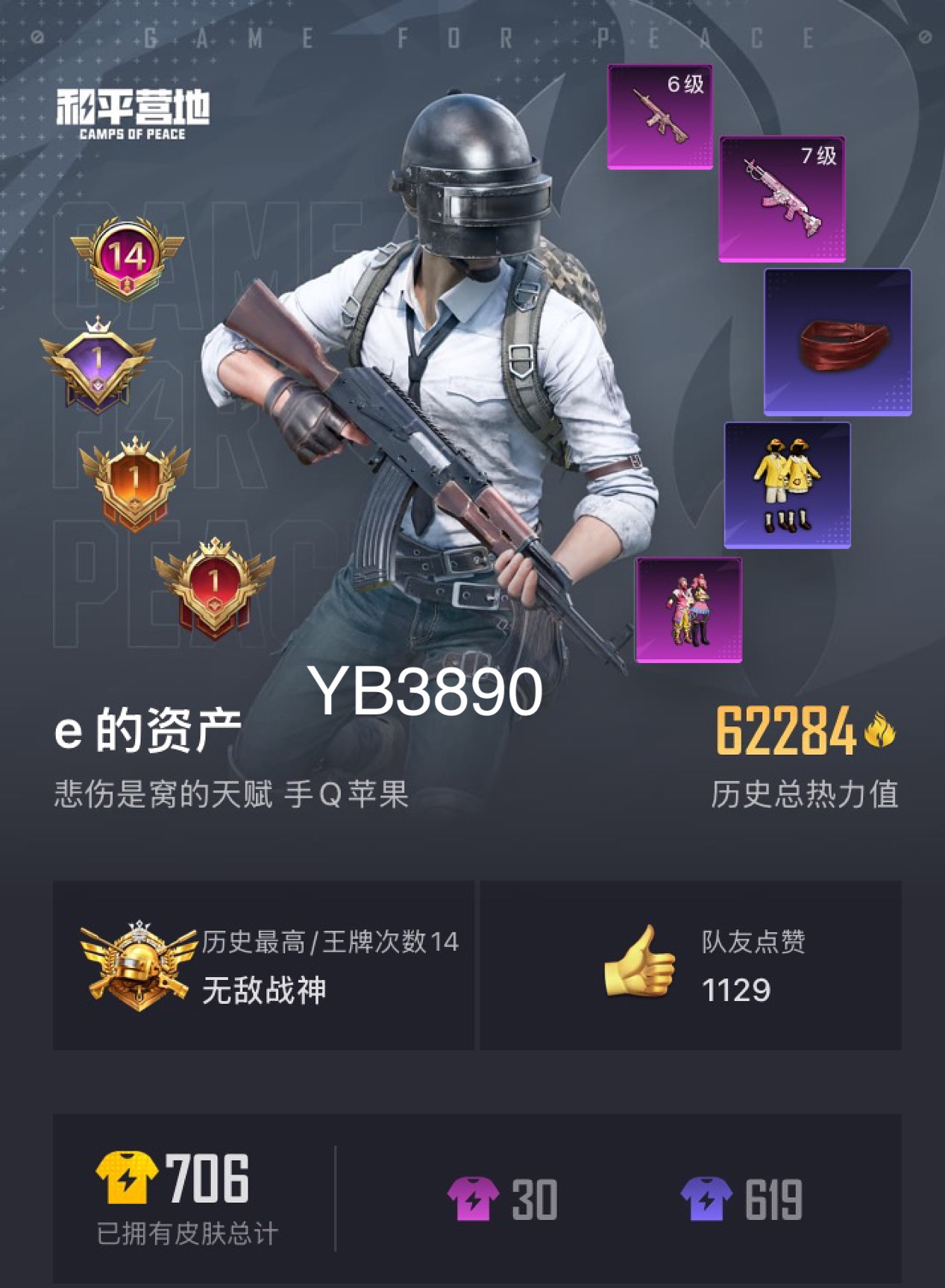 HPQM3389939和平精英账号详情图3 HPQM3389939和平精英账号详情图3