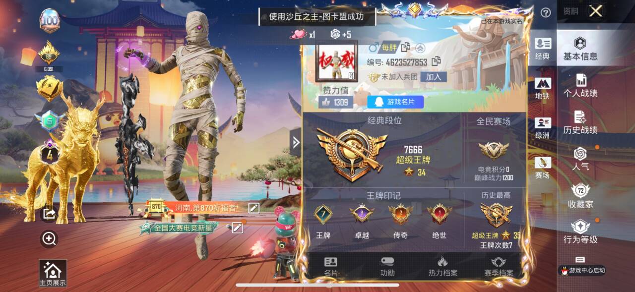 HPSJ3400546和平精英账号详情图2 HPSJ3400546和平精英账号详情图2