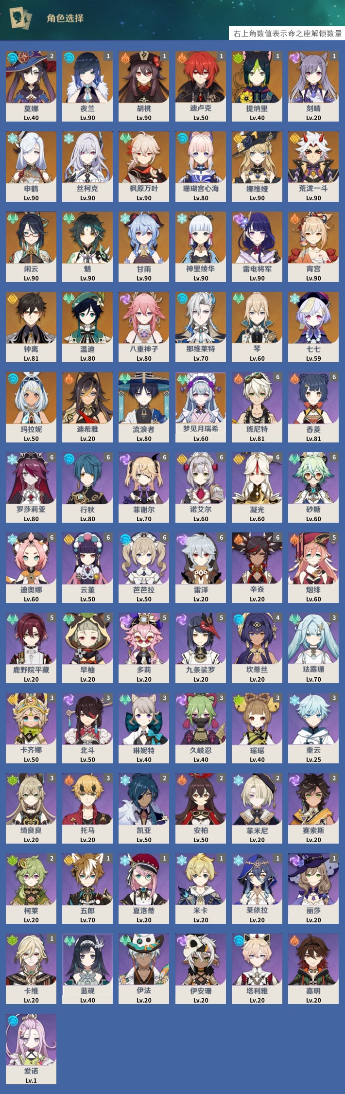 YSMK316085原神账号详情图3 YSMK316085原神账号详情图3