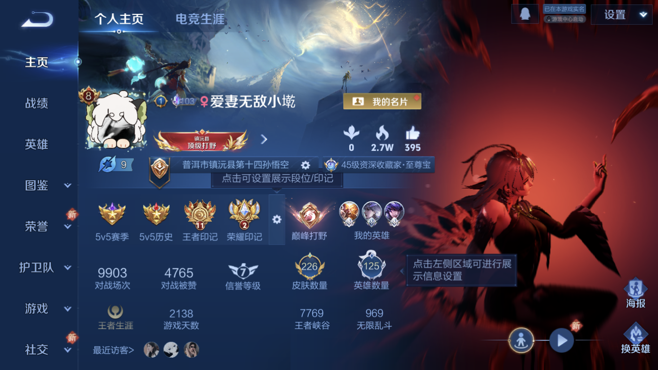 王者荣耀账号苹果QQV8【2典藏 11传说 荣耀印记】苹果QQ/V8/无双王者/226皮肤/123英雄/2典藏/11传说