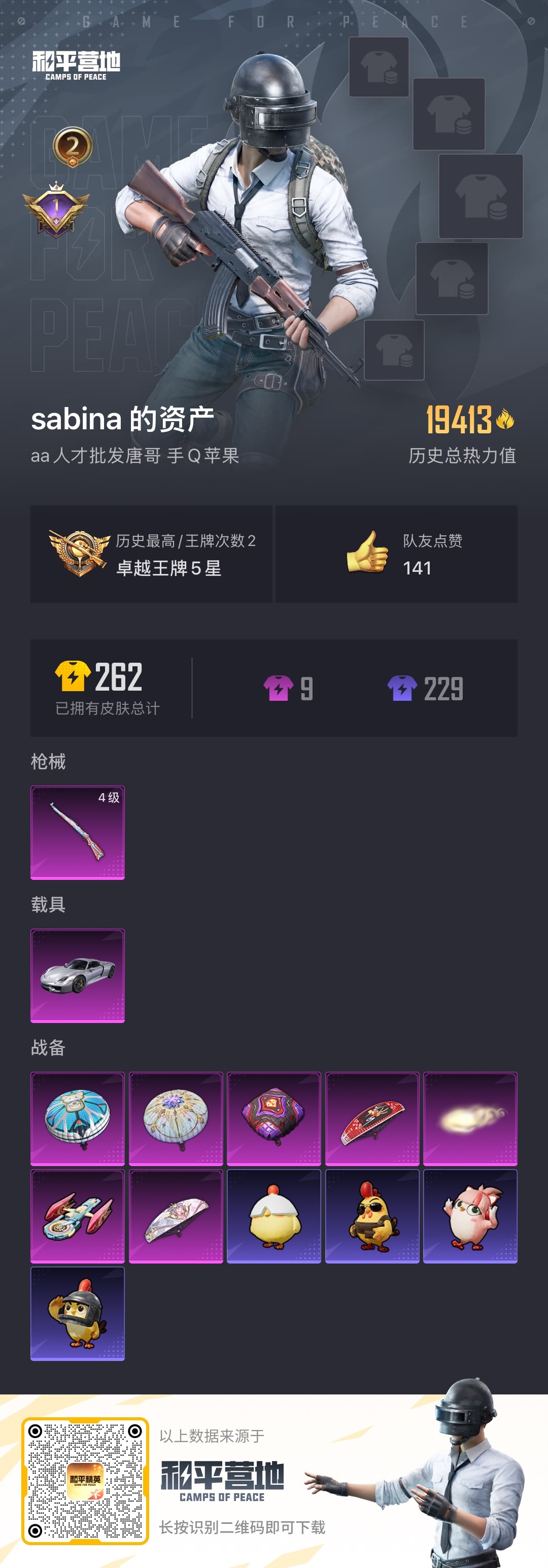 HPSJ3432216和平精英账号详情图3