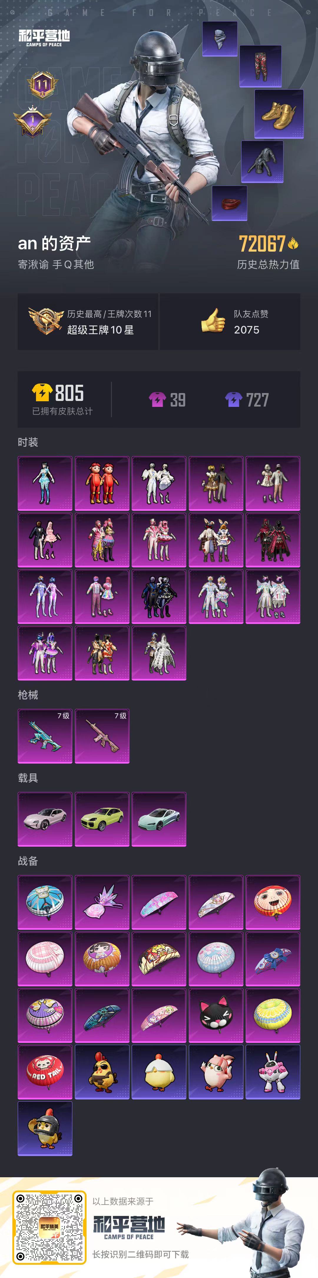 HPSJ3433848和平精英账号详情图2