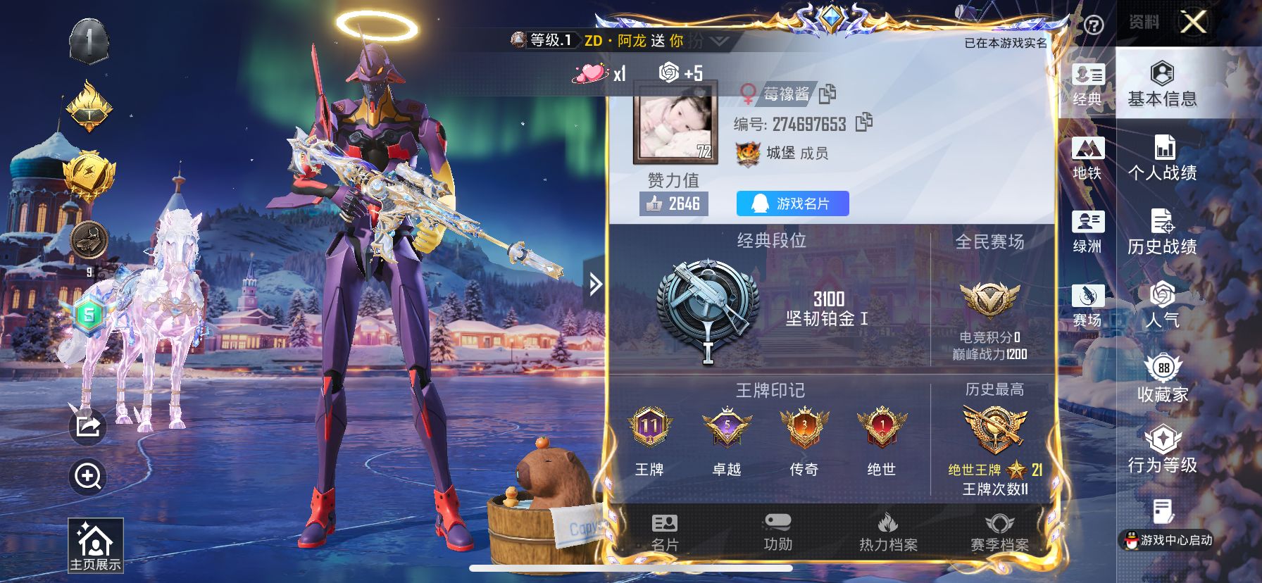 HPSJ3435105和平精英账号详情图3