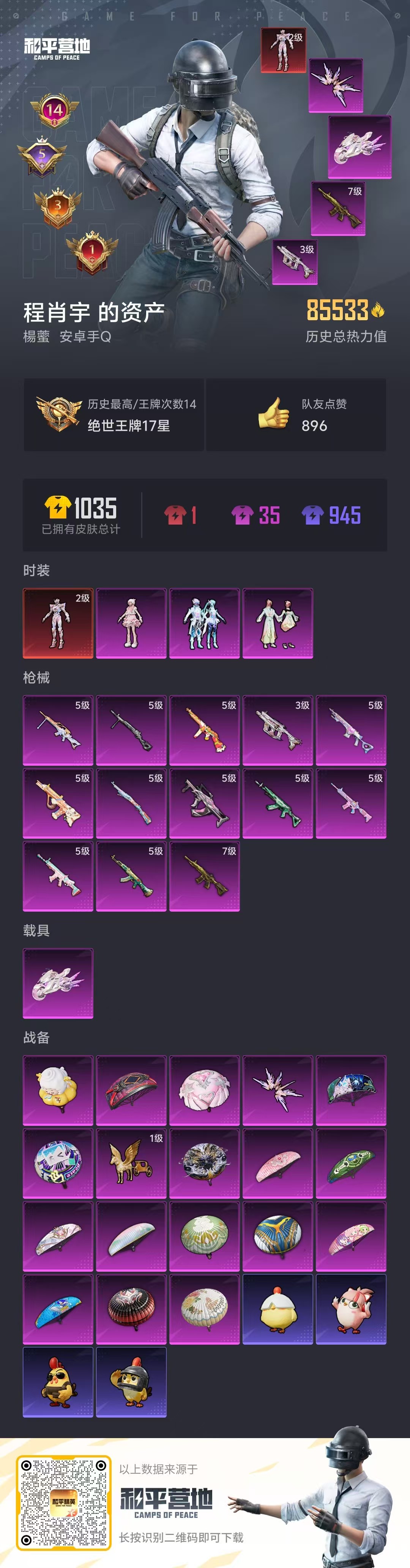 HPSJ3435100和平精英账号详情图3