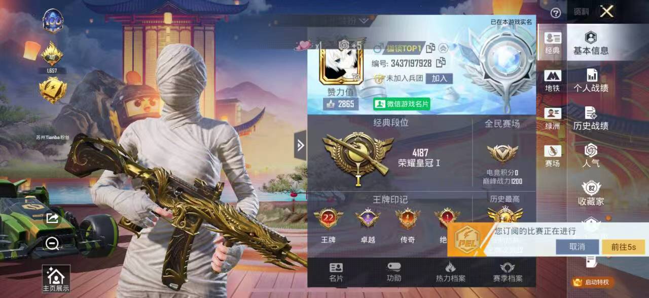 HPSJ3432313和平精英账号详情图3