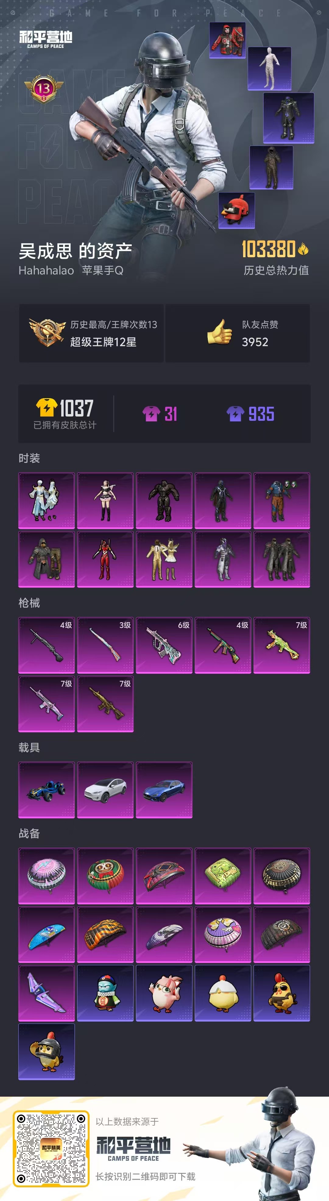 HPSJ3436776和平精英账号详情图3