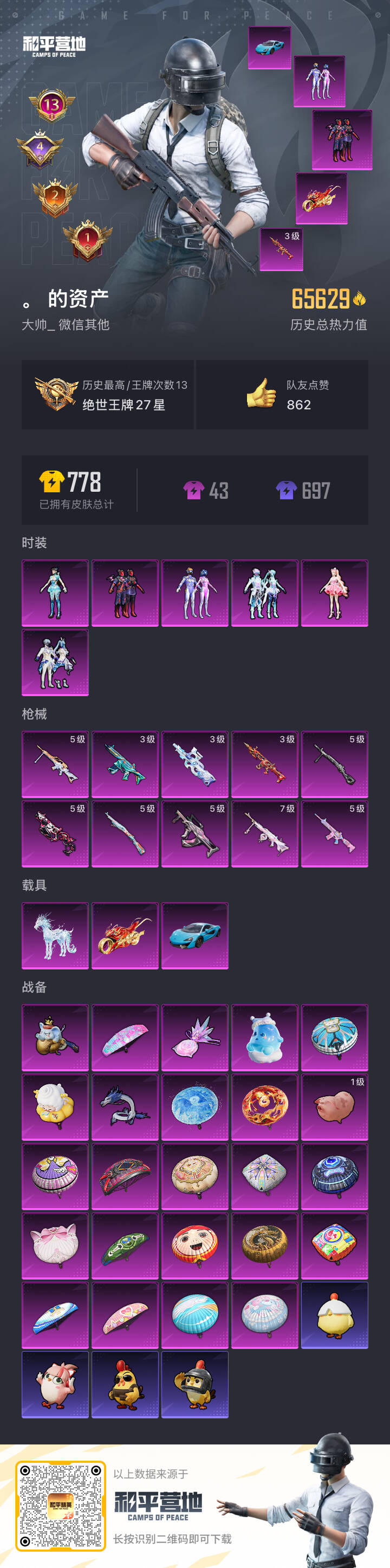 HPSJ3433986和平精英账号详情图4