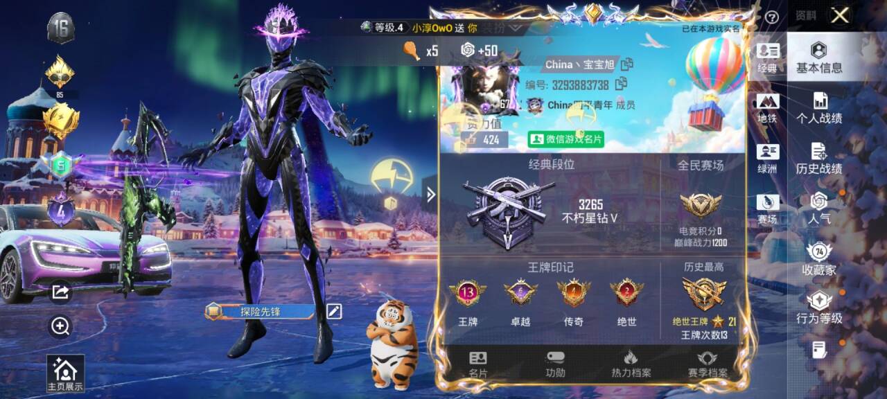 HPSJ3434620和平精英账号详情图2