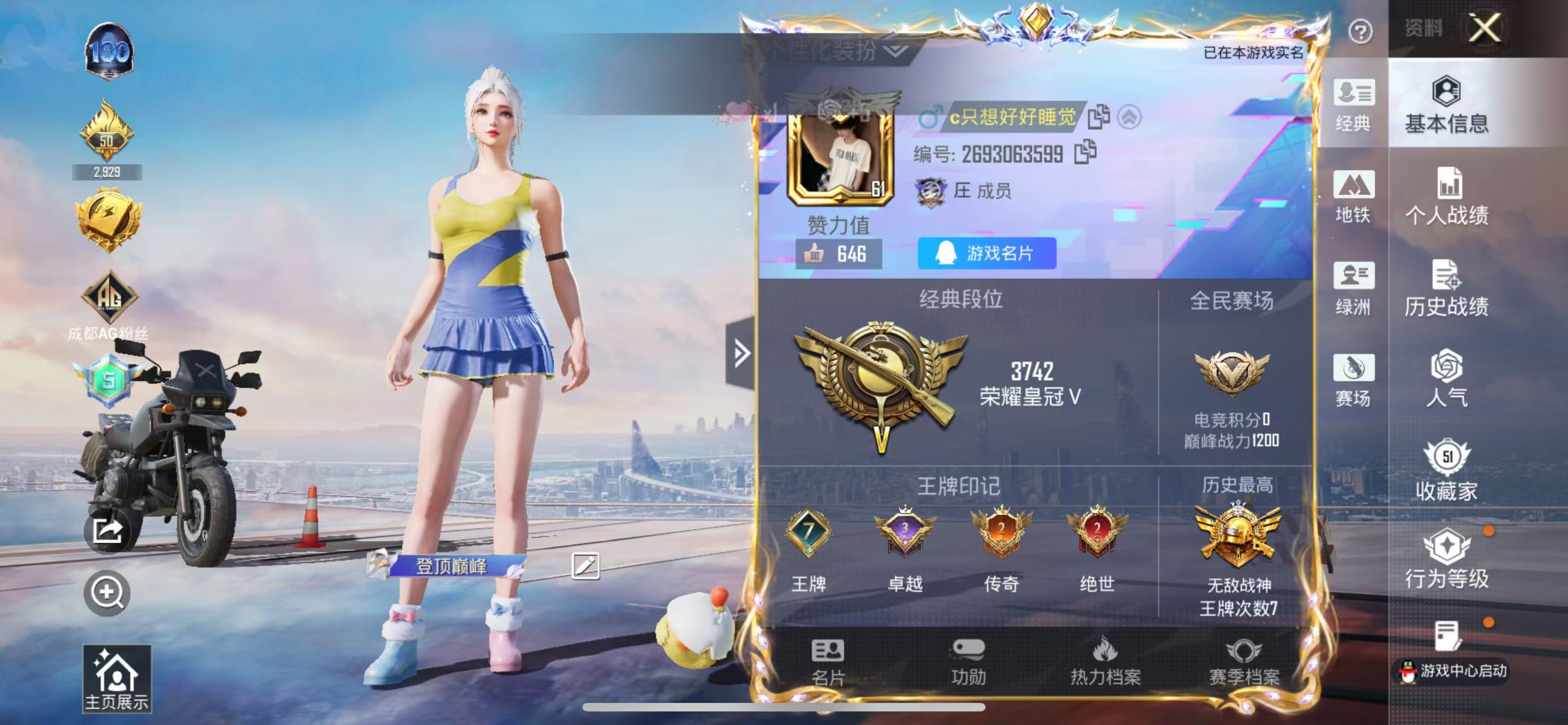 HPSJ3439430和平精英账号详情图2