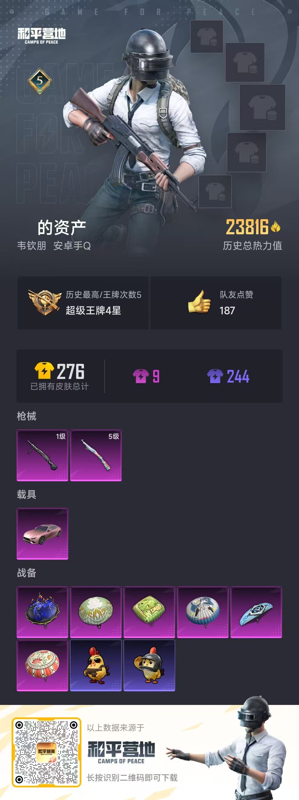 HPSJ3437565和平精英账号详情图3