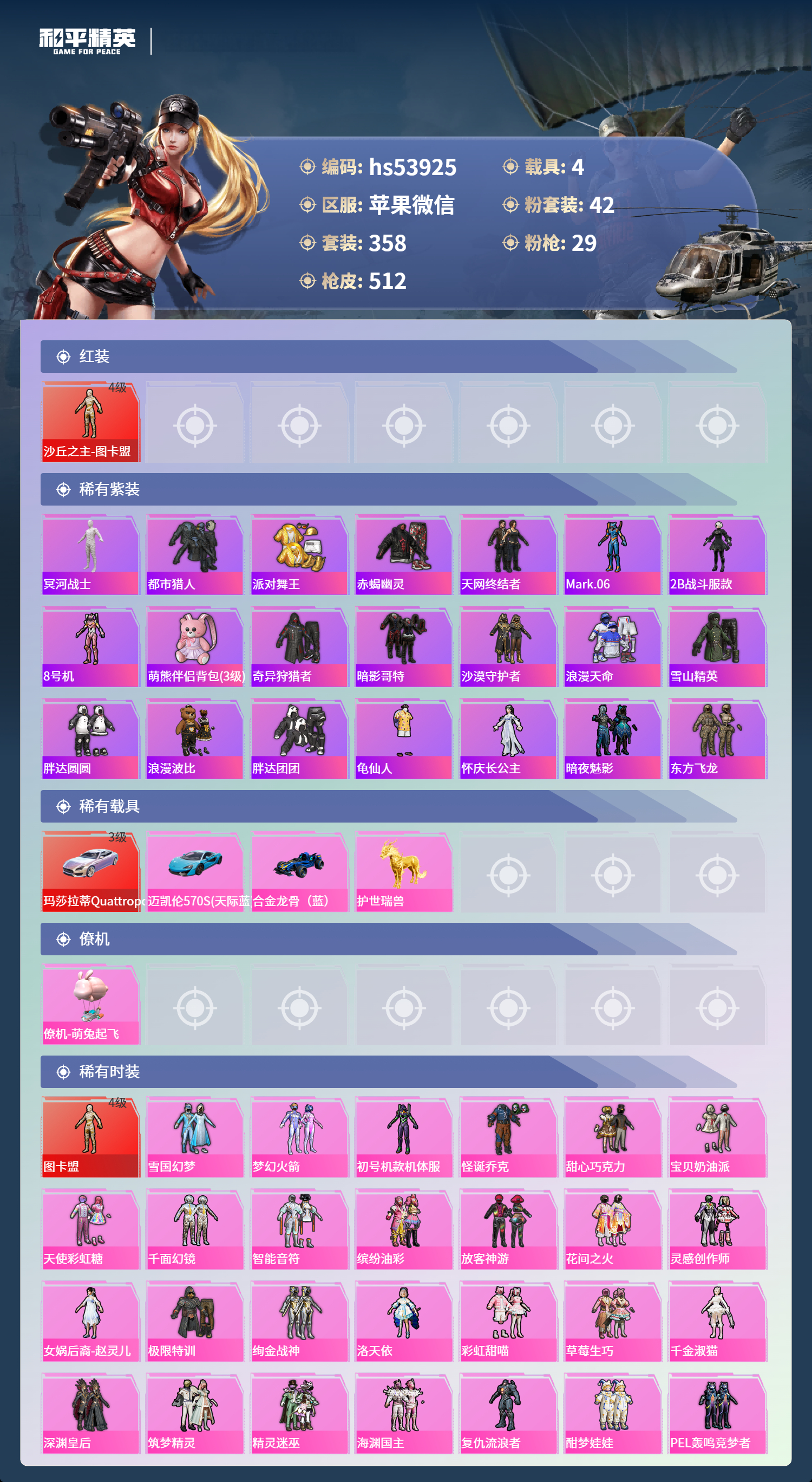 HPSJ3436893和平精英账号详情图5