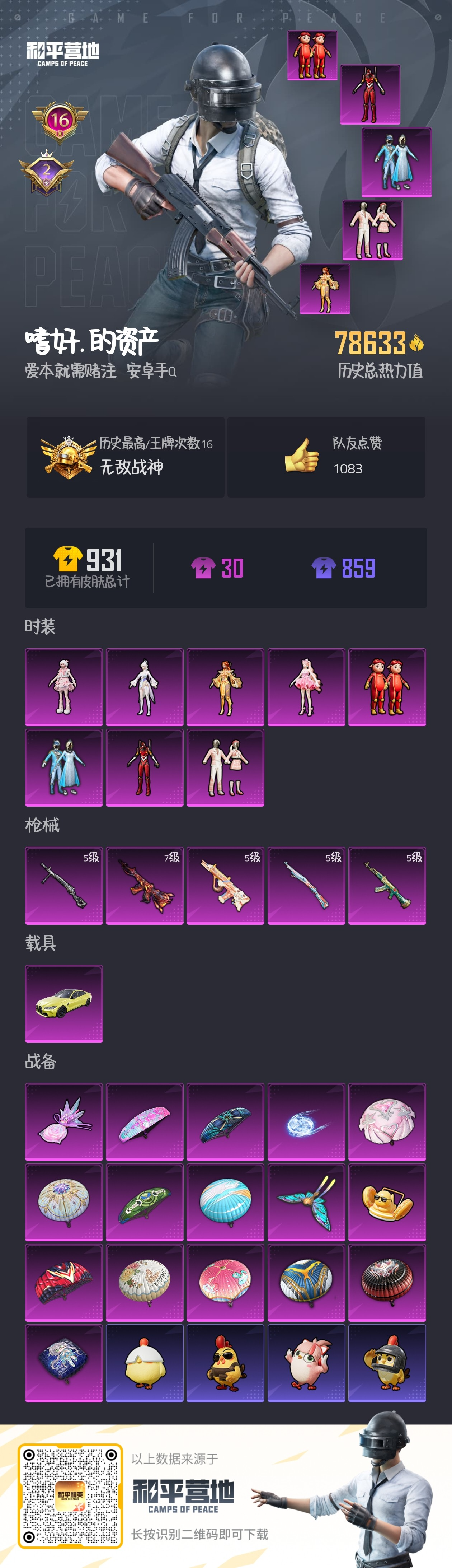 HPSJ3436959和平精英账号详情图2