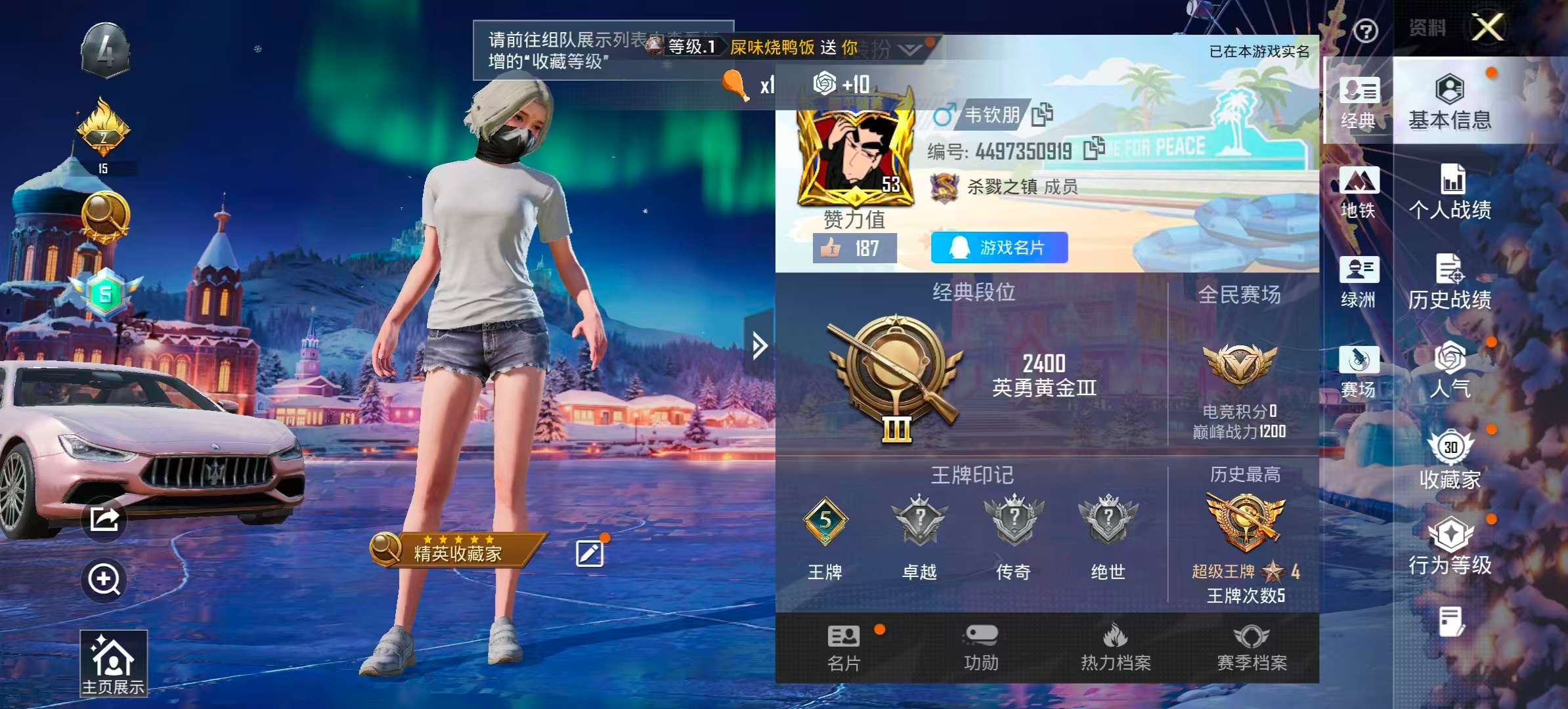 HPSJ3437565和平精英账号详情图2