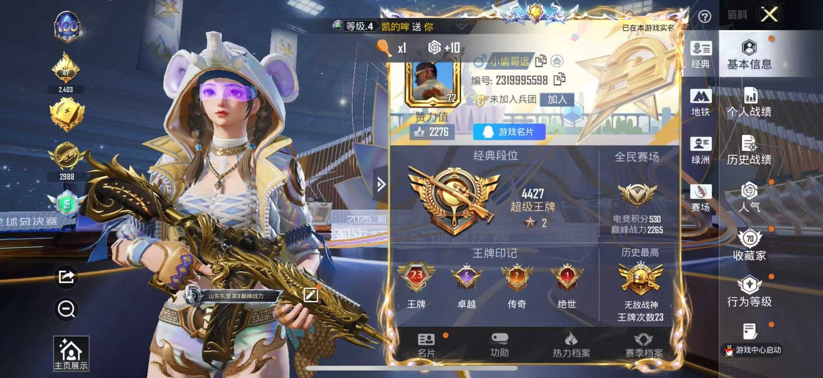 HPSJ3444854和平精英账号详情图2