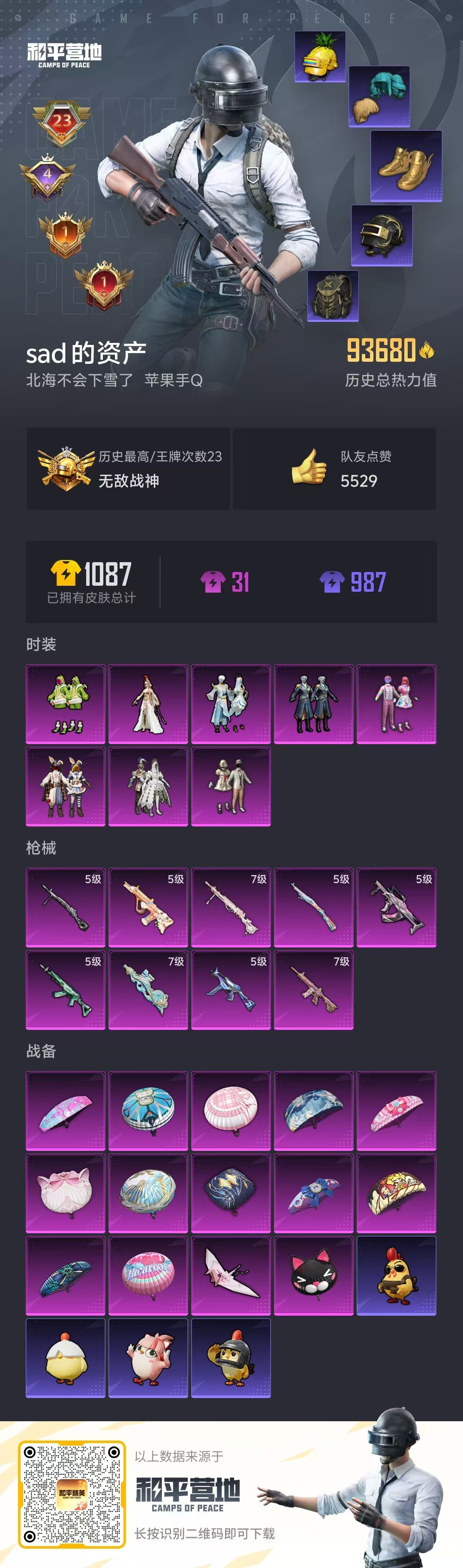 HPSJ3446133和平精英账号详情图4