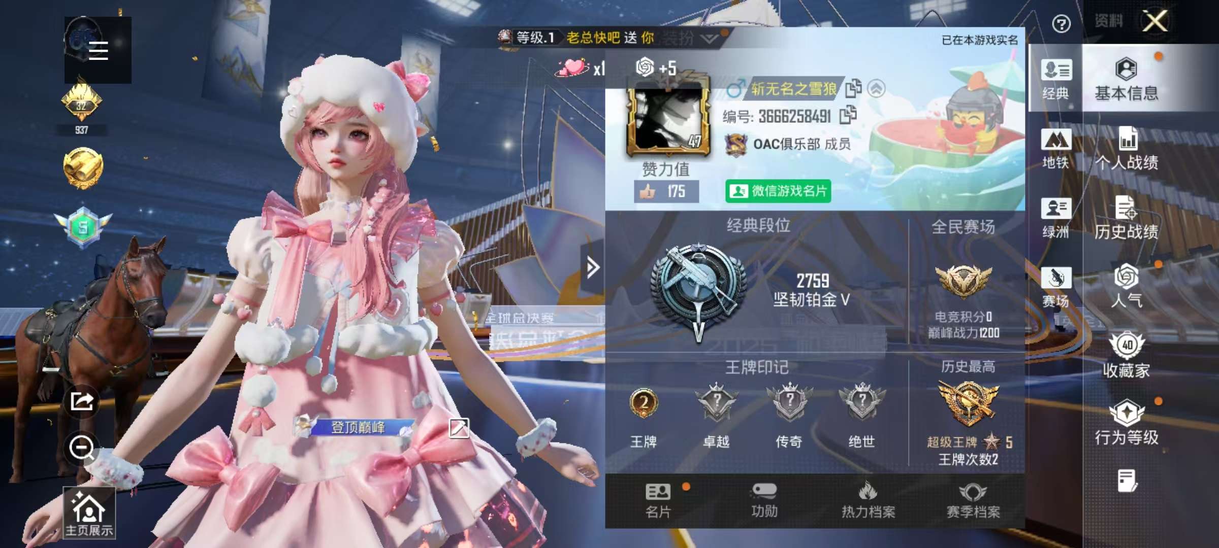 HPSJ3442104和平精英账号详情图2