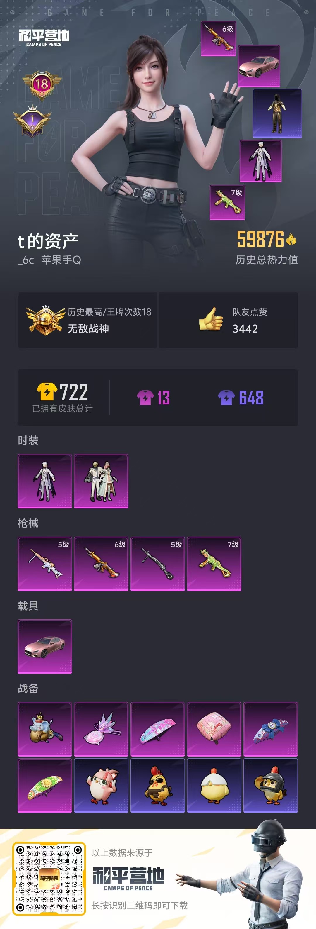 HPSJ3442309和平精英账号详情图4