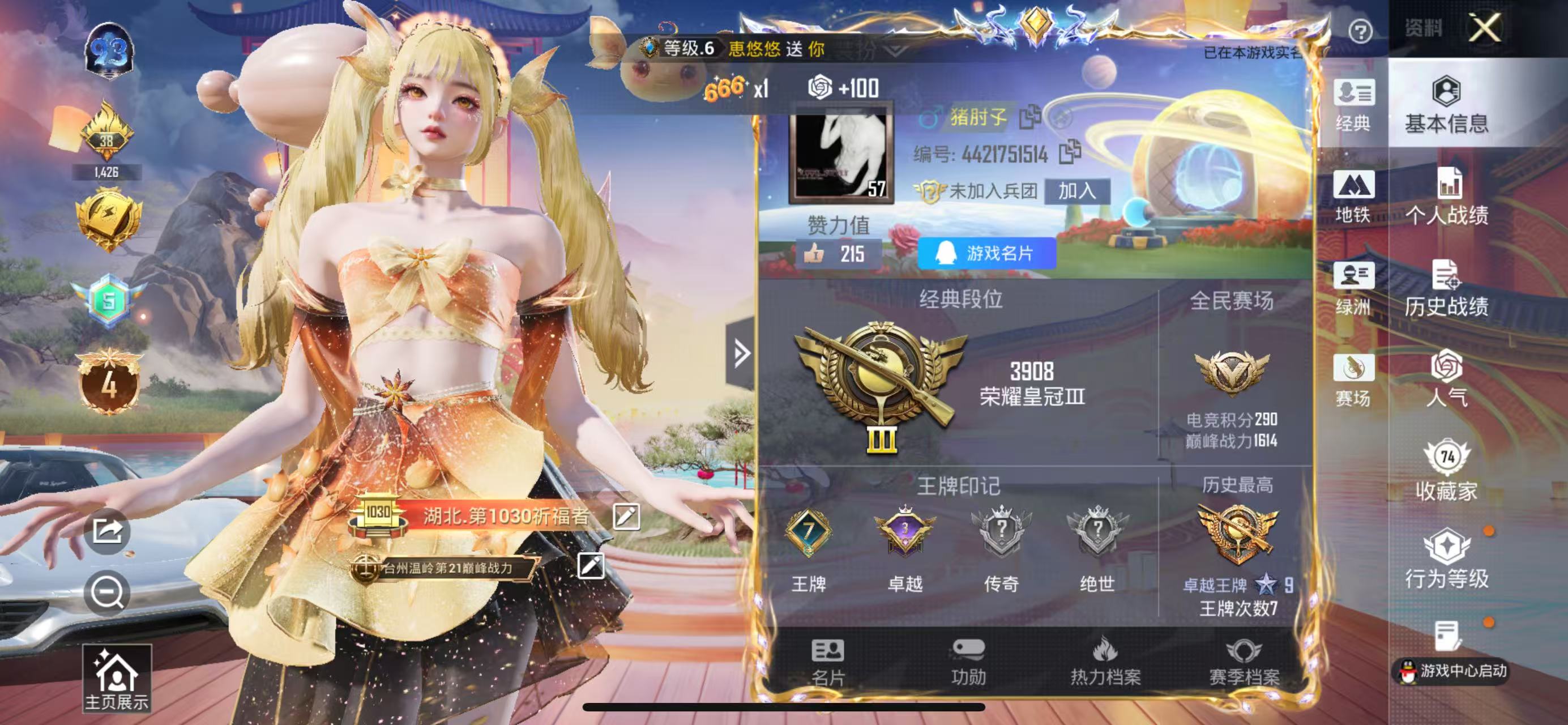 HPSJ3441926和平精英账号详情图2