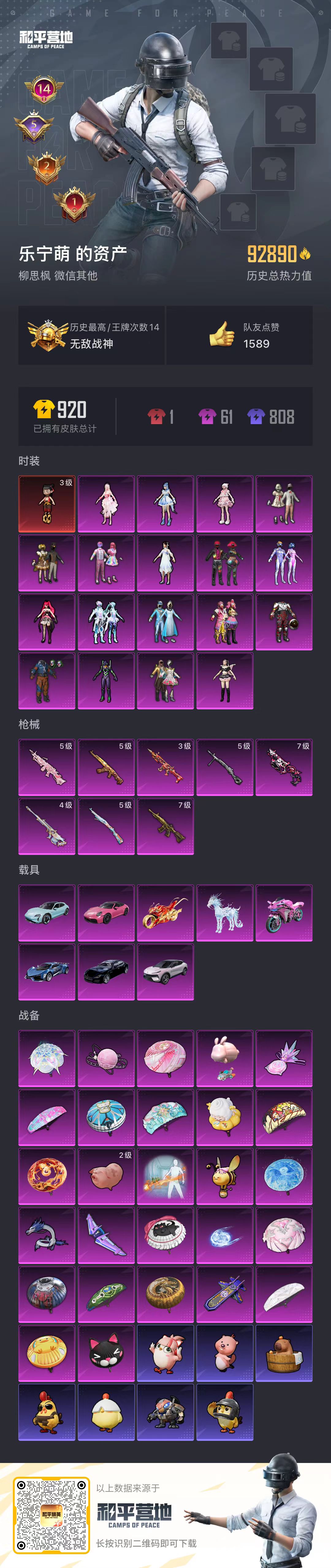 HPSJ3442099和平精英账号详情图3