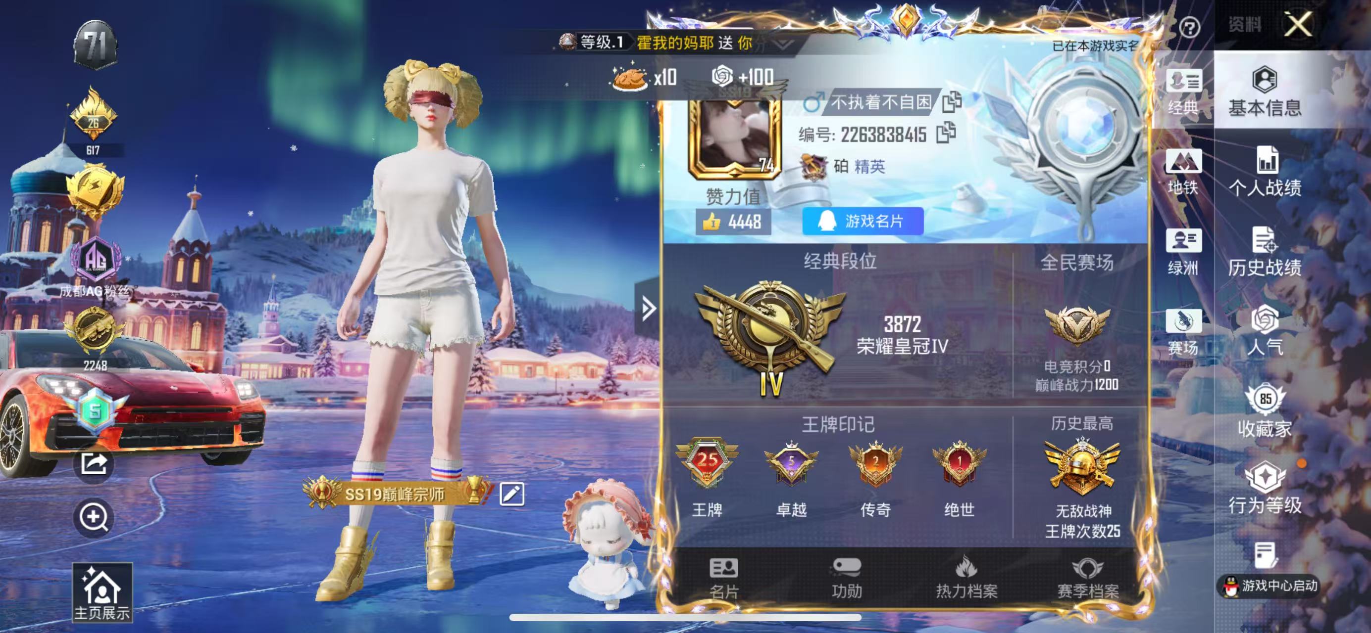 HPSJ3443980和平精英账号详情图2