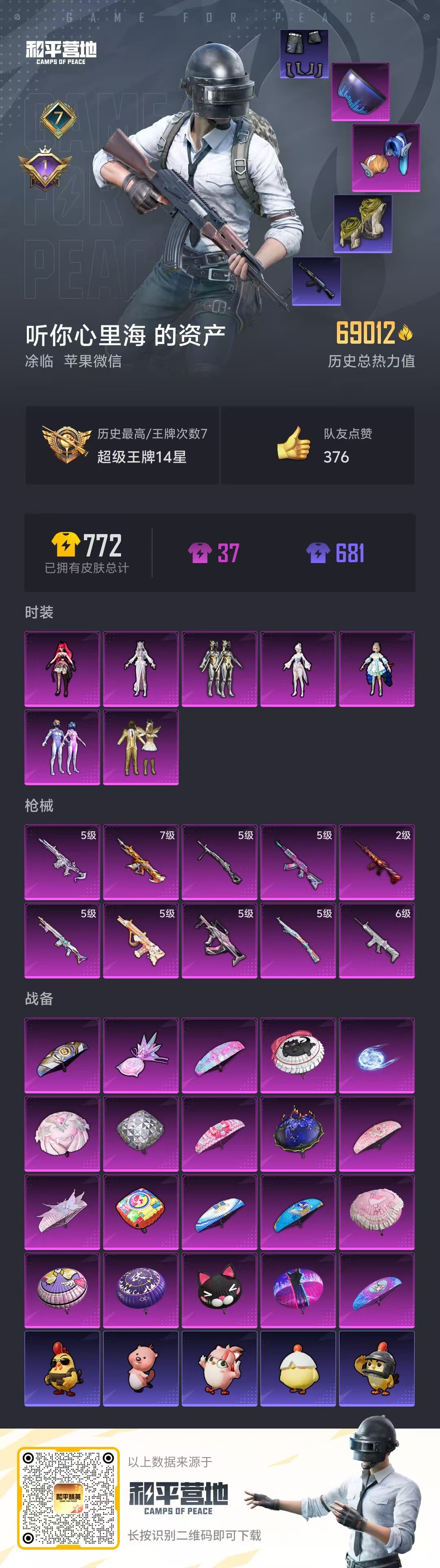 HPSJ3443596和平精英账号详情图4