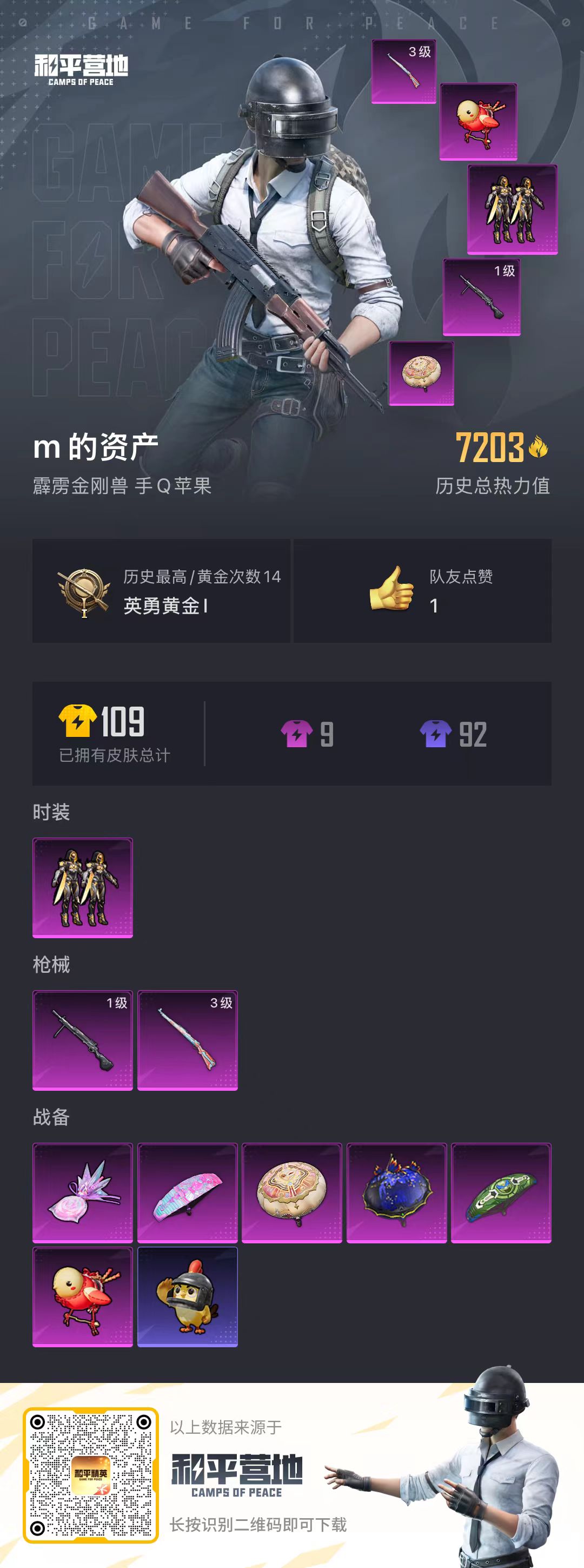 HPSJ3443819和平精英账号详情图2