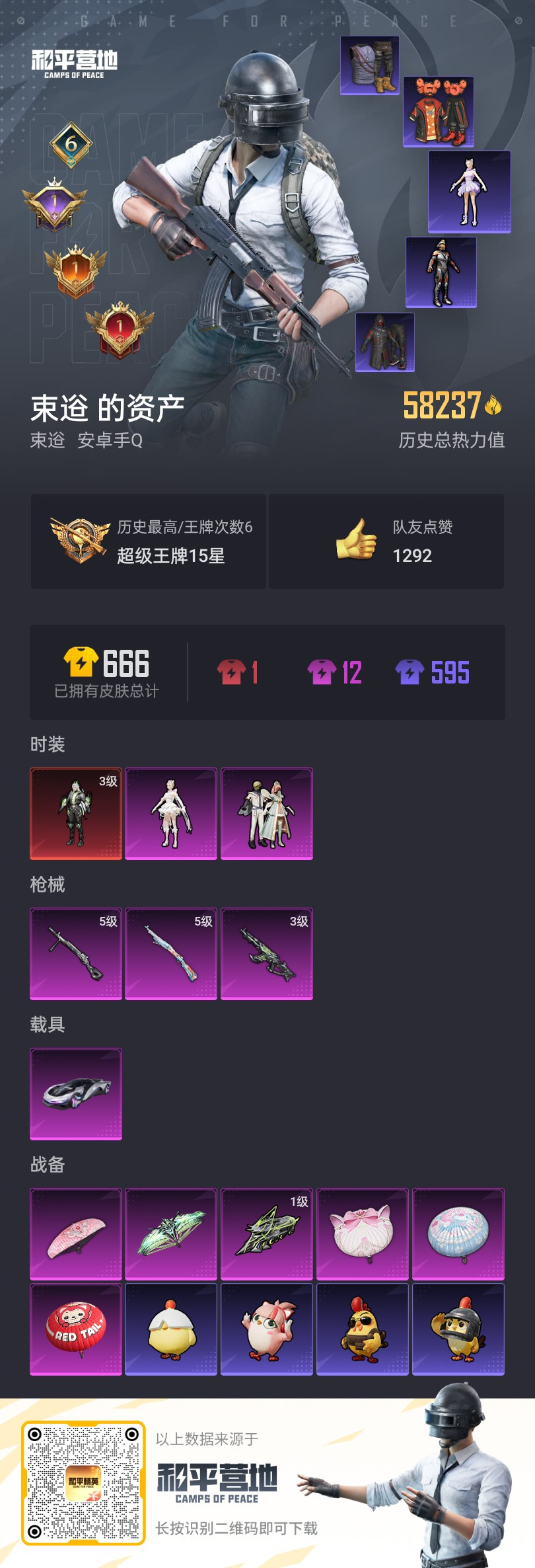 HPSJ3444922和平精英账号详情图3