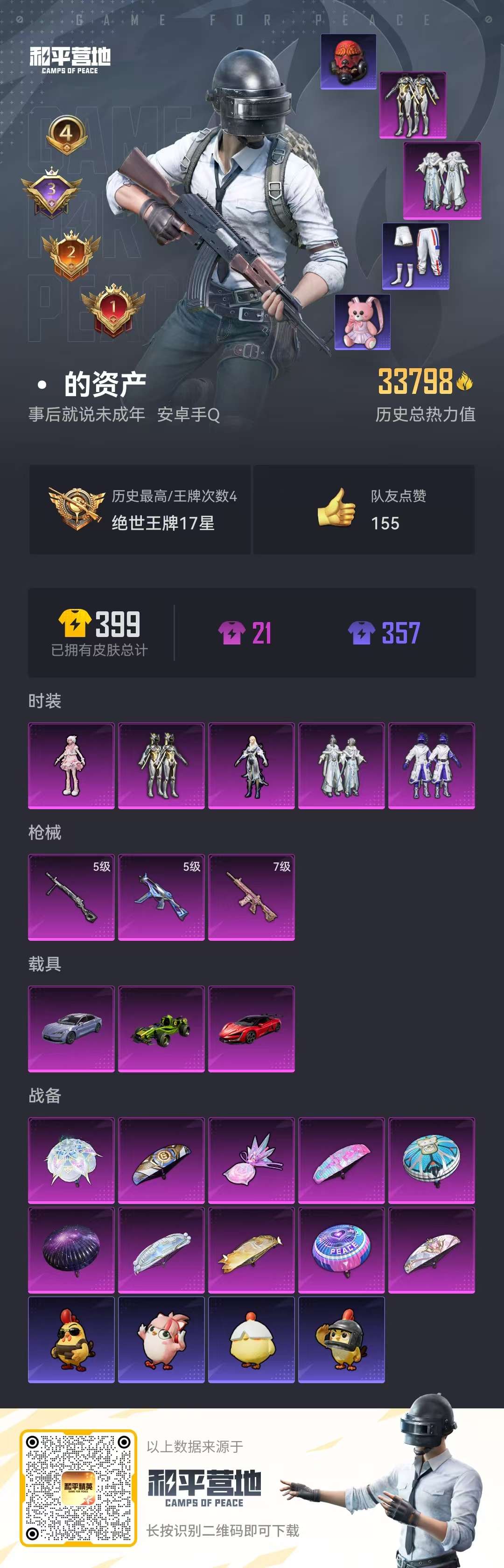 HPSJ3445002和平精英账号详情图3