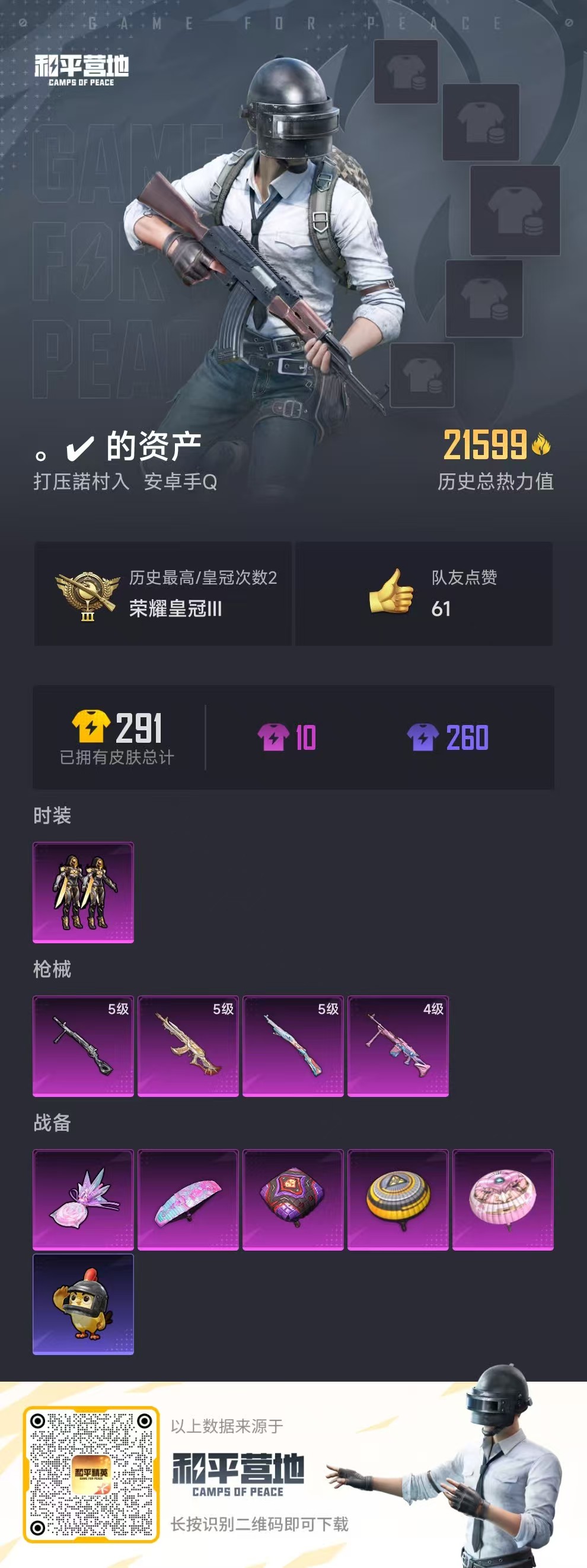 HPSJ3444995和平精英账号详情图3