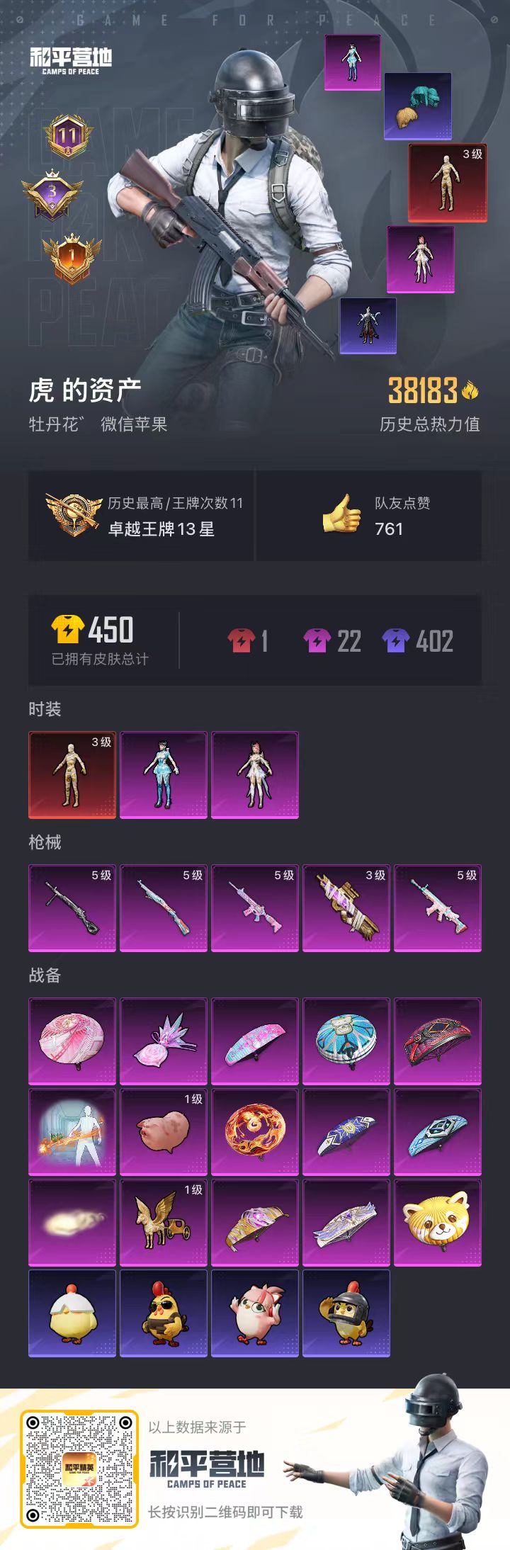 HPSJ3445011和平精英账号详情图3