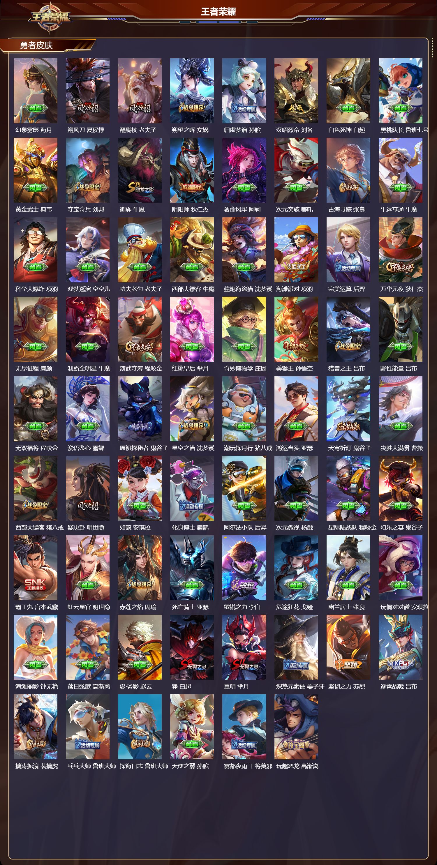 WZMK3463237王者荣耀账号详情图4