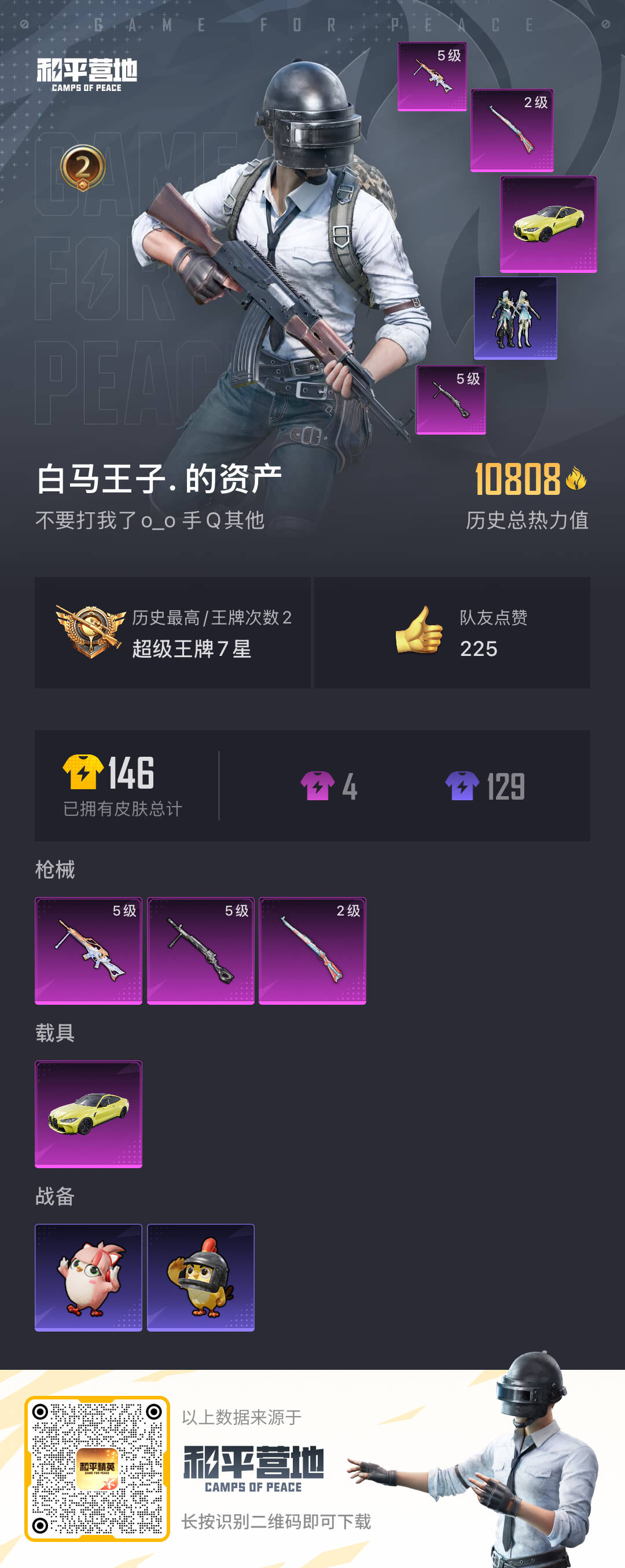 HPSJ3448340和平精英账号详情图3