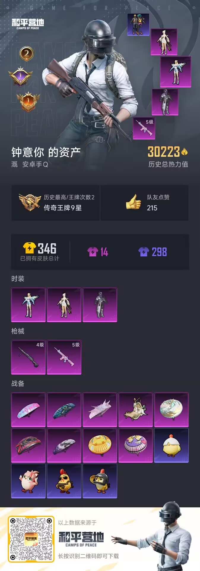 HPSJ3447498和平精英账号详情图2