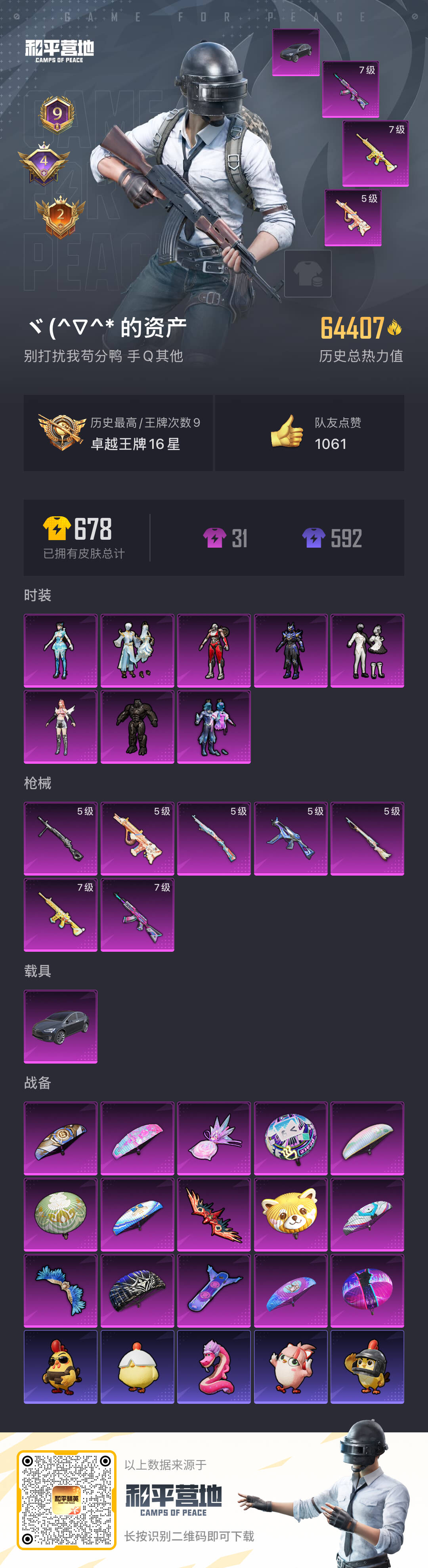 HPSJ3446389和平精英账号详情图3