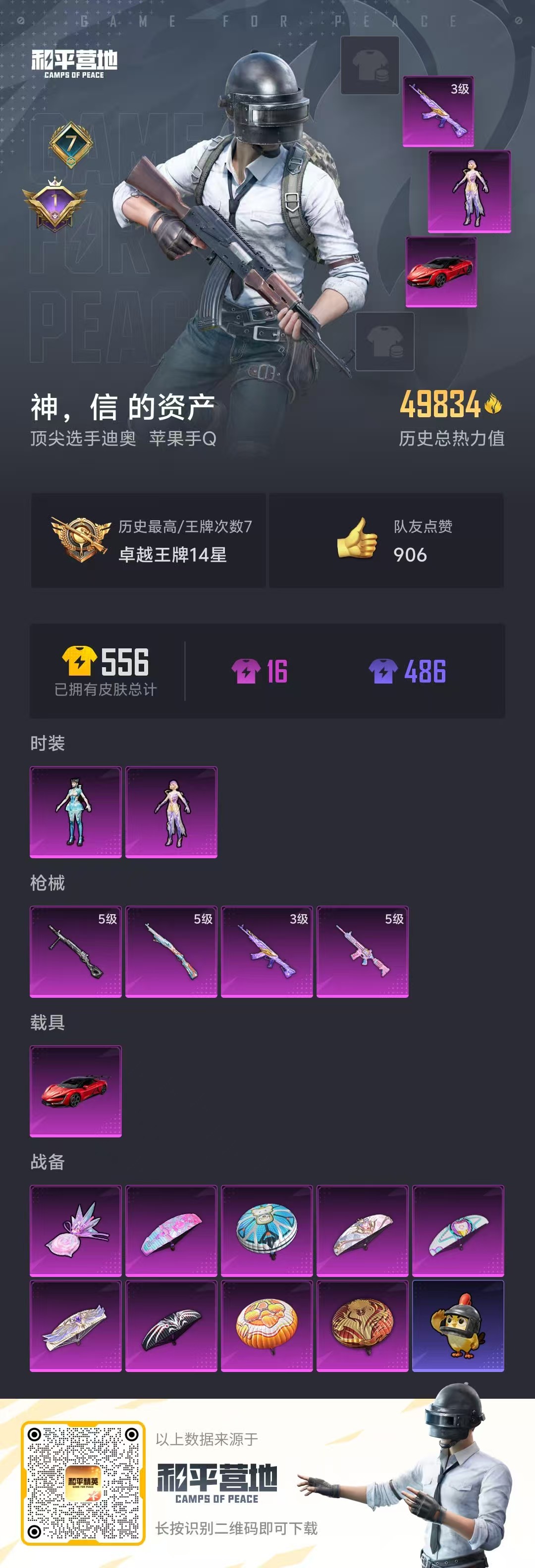 HPSJ3446365和平精英账号详情图3