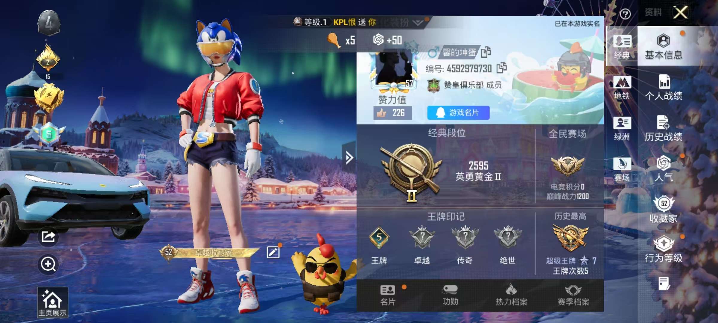 HPSJ3446217和平精英账号详情图2