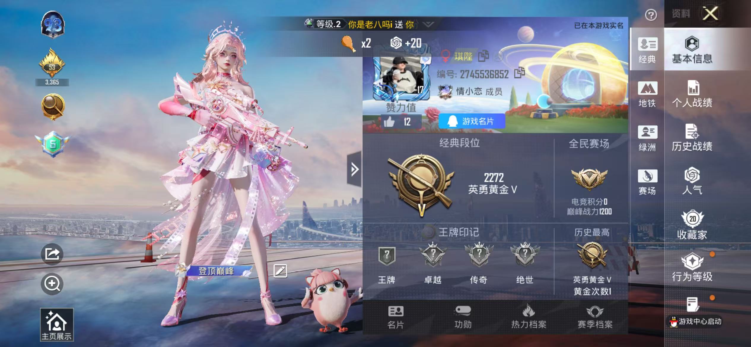 HPSJ3446463和平精英账号详情图2